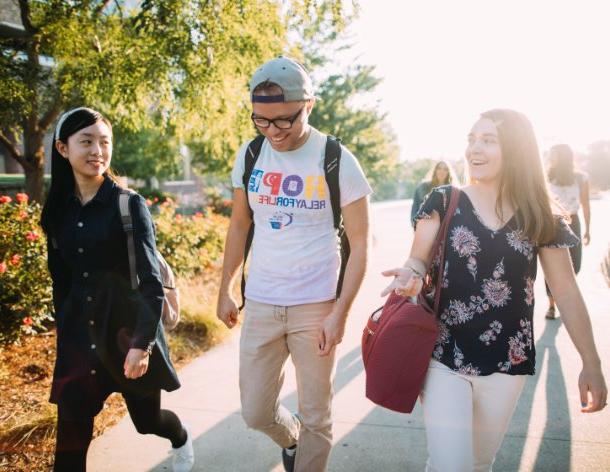 Students walking on campus